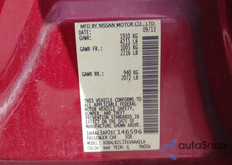 2014 Nissan Altima 2.5 S from USA, damaged, VIN 1N4AL3AP2EC146596